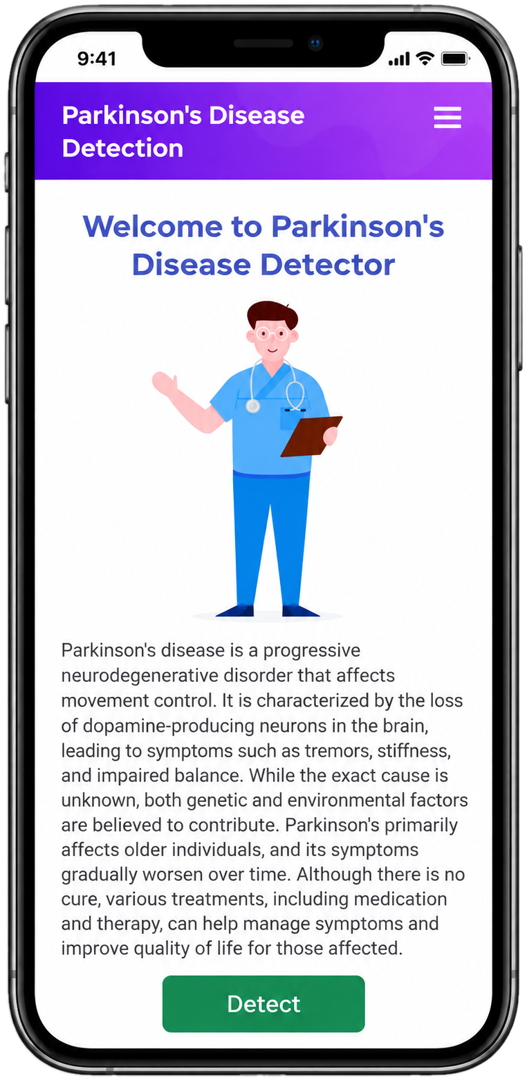 Parkinson's prototype mobile view